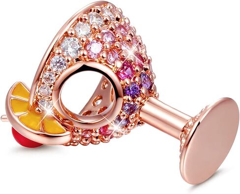 GNOCE Cocktail Charms Sterling Silver with Cherry and Lemon Slice I Love Cocktail Bead Charms 18k Rose Gold Plated fit Bracelet/Necklace Jewelry Gift for Women Mens… in Saudi Arabia