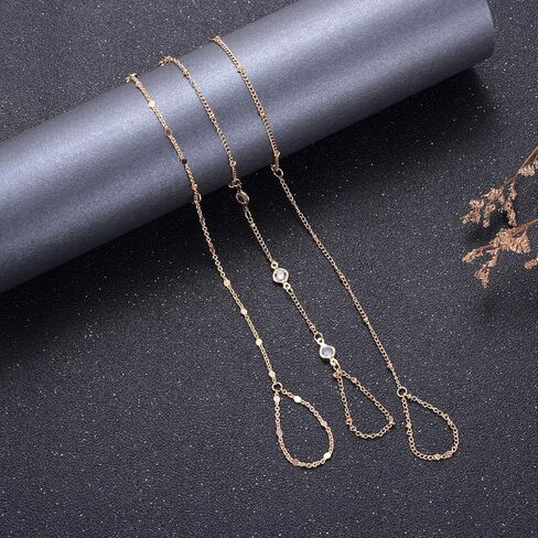 3 Pack Gold Hand Chain Bracelet Set for Women – Dainty Layered Finger Ring Bracelets, Boho Wrist Accessory for Wedding Prom Beach Party, Elegant Hand Jewelry Gift for Bridesmaids Daughter in Saudi Arabia