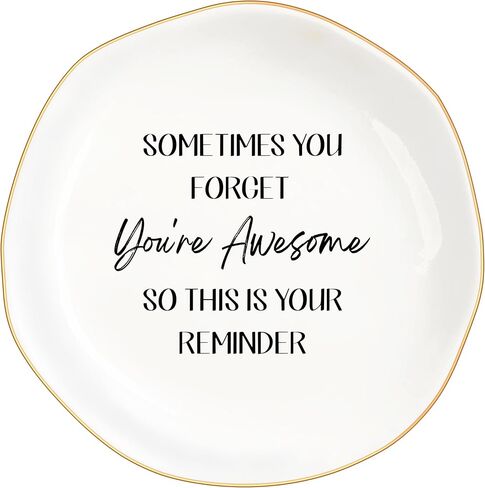 هدايا عيد ميلاد للنساء الصداقة - في بعض الأحيان تنسى هداياك الرائعة، طبق خاتم من السيراميك، صينية مجوهرات، تخرج ملهمة، عيد الميلاد لها، الأم، الأخت، الأصدقاء (White1-Awesome) in Kuwait