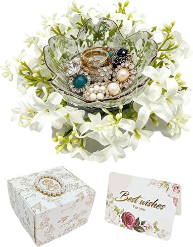 Mini Flower Ring Plate Jewelry Storage Tray Ring Holder for Dressing Table, Bedside Table, Room Bathroom Decoration, Cute Valentine's Day Christmas Birthday Gift for Women (purple flower) in Saudi Arabia