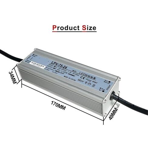 1 قطعة IP67 LPV 50 واط 60 واط 75 واط في الهواء الطلق مفتاح مقاوم للماء مصدر الطاقة 240VAC إلى 12 فولت 24 فولت تيار مستمر LED محول خارجي (LPV-75-24V 3.2A) in Saudi Arabia