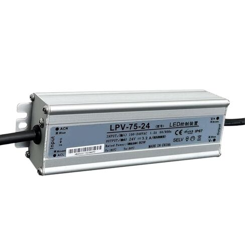 1 قطعة IP67 LPV 50 واط 60 واط 75 واط في الهواء الطلق مفتاح مقاوم للماء مصدر الطاقة 240VAC إلى 12 فولت 24 فولت تيار مستمر LED محول خارجي (LPV-75-24V 3.2A) in Saudi Arabia