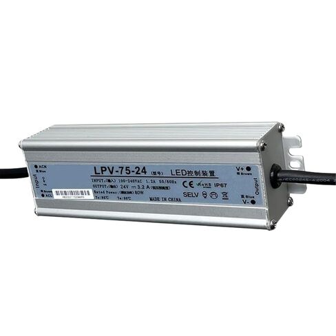 1 قطعة IP67 LPV 50 واط 60 واط 75 واط في الهواء الطلق مفتاح مقاوم للماء مصدر الطاقة 240VAC إلى 12 فولت 24 فولت تيار مستمر LED محول خارجي (LPV-75-24V 3.2A) in Saudi Arabia