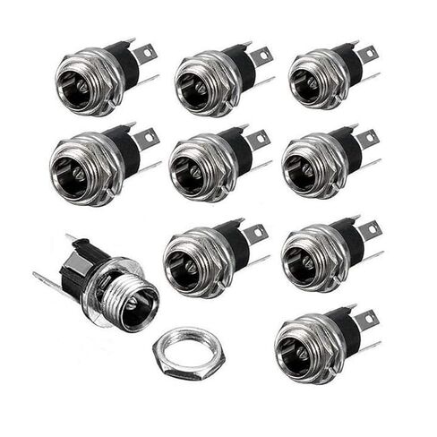 10-Piece Set of DC Power Supply Female Jack Sockets, 3 - Pin, 5.5 x 2.1mm for Panel Mounting in Saudi Arabia