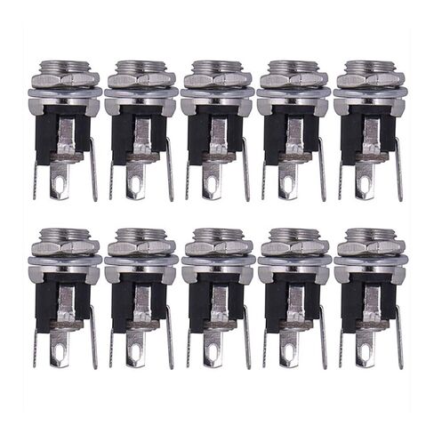 10-Piece Set of DC Power Supply Female Jack Sockets, 3 - Pin, 5.5 x 2.1mm for Panel Mounting in Saudi Arabia