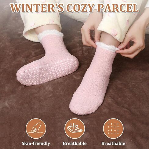 جوارب غامضة مع مقابض للنساء، جوارب ناعمة من القطيفة الدافئة لراحة الشتاء في الأماكن المغلقة، هدية مريحة in Kuwait