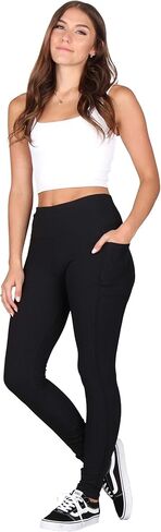 Lildy High-Rise Solid Ribbed Knit Leggings with Pockets in Saudi Arabia