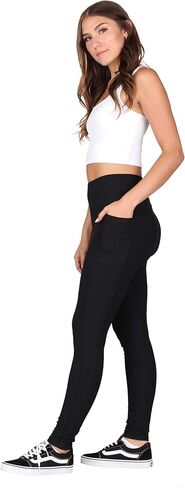 Lildy High-Rise Solid Ribbed Knit Leggings with Pockets in Saudi Arabia