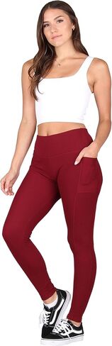 Lildy High-Rise Solid Ribbed Knit Leggings with Pockets in Saudi Arabia