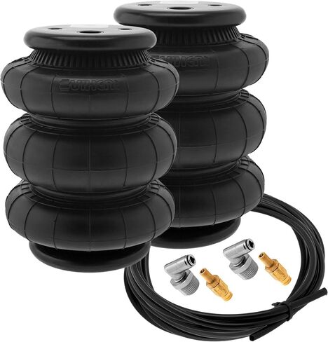 Vixen Air 1/2" NPT Single Air Port Triple Bellow Suspension Air Spring/Air Bag Dual Pack with Fittings, Schrader Valves and 20FT Hose VXD26T14S in Saudi Arabia