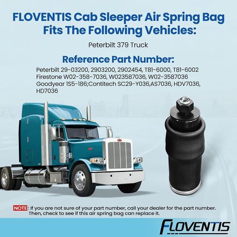 2Pcs Cab Air Ride Suspension Spring Bags for Peterbilt 379 Trucks OEM Replaces W02-358-7036, 29-03200, T81-6000 Cab Sleeper Air Spring Bag (1C7036 x 2) in Saudi Arabia