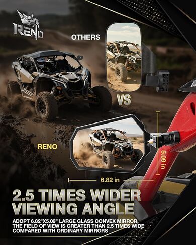 مرايا جانبية RENO X3، مرايا رؤية خلفية من الألومنيوم CNC للخدمة الشاقة UTV متوافقة مع 2017-2025 Maverick X3 Max Xds Xrs Xmr Xrc Turbo RR، استبدال OEM #715002898 (أسود، حزمة من 2) in Saudi Arabia