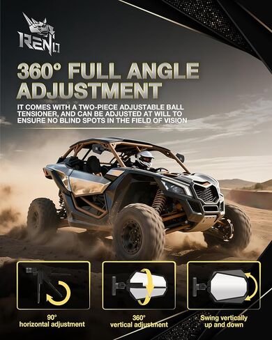 مرايا جانبية RENO X3، مرايا رؤية خلفية من الألومنيوم CNC للخدمة الشاقة UTV متوافقة مع 2017-2025 Maverick X3 Max Xds Xrs Xmr Xrc Turbo RR، استبدال OEM #715002898 (أسود، حزمة من 2) in Saudi Arabia