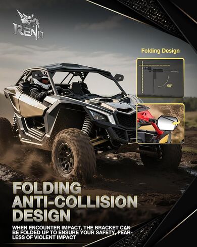 مرايا جانبية RENO X3، مرايا رؤية خلفية من الألومنيوم CNC للخدمة الشاقة UTV متوافقة مع 2017-2025 Maverick X3 Max Xds Xrs Xmr Xrc Turbo RR، استبدال OEM #715002898 (أسود، حزمة من 2) in Saudi Arabia