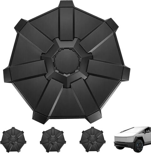 قطعة غيار أغطية عجلات السيارة لسيارة Tesla Cybertruck 2023 2024 2025 أغطية عجلات ABS سوداء للشاحنة الكهربائية - أغطية عجلات متينة مع حماية حافة سهلة التركيب - 4 قطع in Kuwait