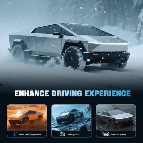 قطعة غيار أغطية عجلات السيارة لسيارة Tesla Cybertruck 2023 2024 2025 أغطية عجلات ABS سوداء للشاحنة الكهربائية - أغطية عجلات متينة مع حماية حافة سهلة التركيب - 4 قطع in Kuwait