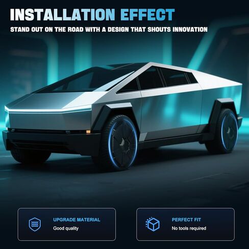 قطعة غيار أغطية عجلات السيارة لسيارة Tesla Cybertruck 2023 2024 2025 أغطية عجلات ABS سوداء للشاحنة الكهربائية - أغطية عجلات متينة مع حماية حافة سهلة التركيب - 4 قطع in Kuwait