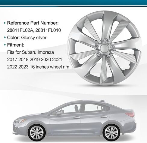 Hubcap Wheel Hub Cover for Subaru Impreza 2017 2018 2019 2020 2021 2022 2023 Replacement Snap-On Wheel Hub Electrophoretic Multi-Layer Coating Scratch Weather Impact Resistant 16 inch Rim Wheel Cover in Saudi Arabia