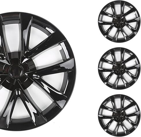 18‘’ for Tesla Model 3 2020-2024 Hubcap ABS 18 Inch Gloss Bright Black Wheel Cover Uberturbine No Noise Wheel hub Cap Replacement Set of 4pcs Model 3 Accessories (18Inch, Model 3 18" Arachnid) in Saudi Arabia