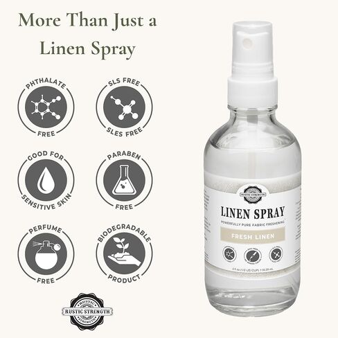 رذاذ الكتان الطبيعي بقوة ريفية، كتان منعش، رذاذ مهدئ للعلاج العطري، غير سام، خالي من الفثالات، آمن للبشرة الحساسة، 118 مل in Kuwait