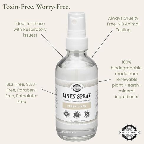 رذاذ الكتان الطبيعي بقوة ريفية، كتان منعش، رذاذ مهدئ للعلاج العطري، غير سام، خالي من الفثالات، آمن للبشرة الحساسة، 118 مل in Kuwait