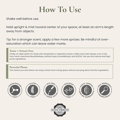 رذاذ الكتان الطبيعي بقوة ريفية، كتان منعش، رذاذ مهدئ للعلاج العطري، غير سام، خالي من الفثالات، آمن للبشرة الحساسة، 118 مل in Kuwait