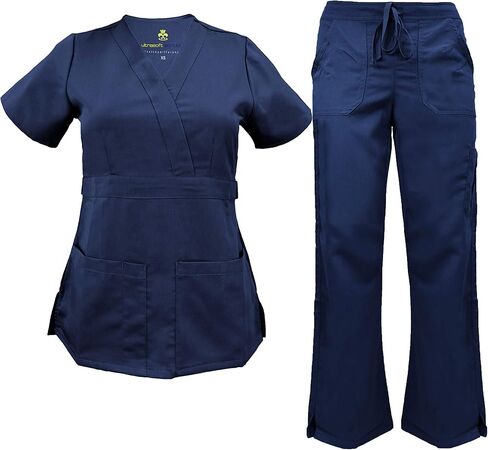 Soft Premium Mock Wrap Professional Work-Wear Women Top and Pant Set 8115-9118 in Saudi Arabia