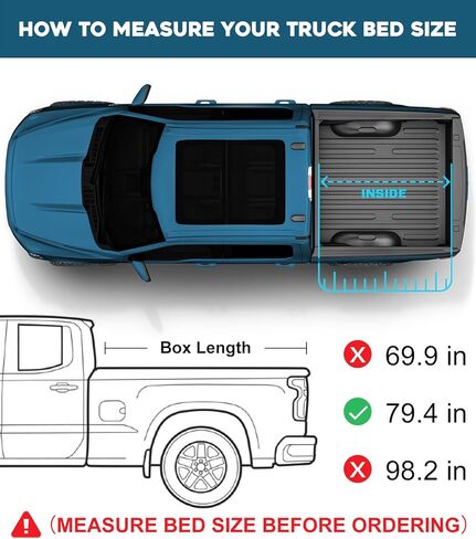 FRP Hard Tri Fold Truck Bed Tonneau Cover Fits 2019-2026 Chevy Silverado/GMC Sierra 1500 New Body Style with 6.6ft Bed (79.4") | Not Work with Factory Side Storage Box | PRX4 | On Top | in Saudi Arabia