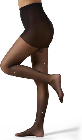 MeMoi Women's Sheer All-Over Faux Pearl Trimmed Fashion Tights in Saudi Arabia
