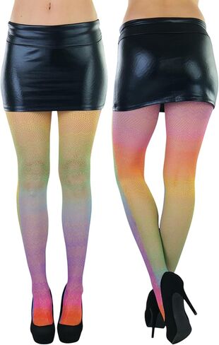 ToBeInStyle Women's Vibrant Rainbow Multicolor Fashion Tights - Fun Novelty Sheer Stockings in Saudi Arabia