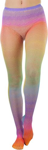 ToBeInStyle Women's Vibrant Rainbow Multicolor Fashion Tights - Fun Novelty Sheer Stockings in Saudi Arabia
