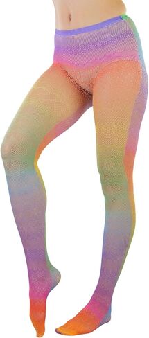ToBeInStyle Women's Vibrant Rainbow Multicolor Fashion Tights - Fun Novelty Sheer Stockings in Saudi Arabia