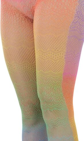 ToBeInStyle Women's Vibrant Rainbow Multicolor Fashion Tights - Fun Novelty Sheer Stockings in Saudi Arabia