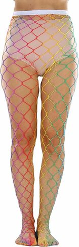 ToBeInStyle Women's Vibrant Rainbow Multicolor Fashion Tights - Fun Novelty Sheer Stockings in Saudi Arabia