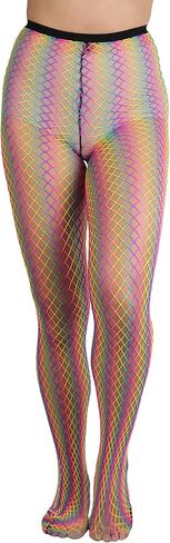 ToBeInStyle Women's Vibrant Rainbow Multicolor Fashion Tights - Fun Novelty Sheer Stockings in Saudi Arabia