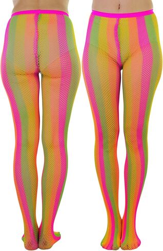 ToBeInStyle Women's Vibrant Rainbow Multicolor Fashion Tights - Fun Novelty Sheer Stockings in Saudi Arabia