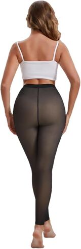 قدم مبطنة بالصوف، لباس ضيق مبطن بالصوف الحراري للنساء، سروال ضيق أسود شفاف للتحكم، جوارب طويلة شتوية دافئة in Kuwait