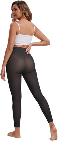 قدم مبطنة بالصوف، لباس ضيق مبطن بالصوف الحراري للنساء، سروال ضيق أسود شفاف للتحكم، جوارب طويلة شتوية دافئة in Kuwait