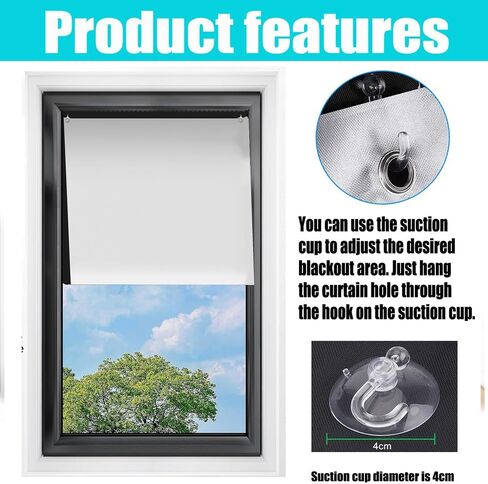 Blackout Roof Skylight Blind Window Curtain for Roof Windows with Sucker UV Protection Without Drill and Easy InstallationSucker（Grey,18.9"x41.3" in Saudi Arabia
