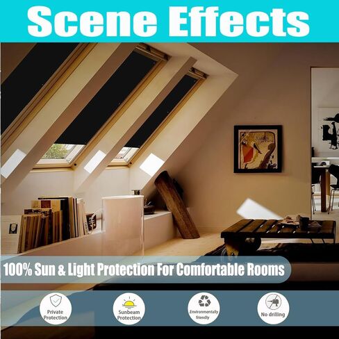 Blackout Roof Skylight Blind Window Curtain for Roof Windows with Sucker UV Protection Without Drill and Easy InstallationSucker（Grey,18.9"x41.3" in Saudi Arabia