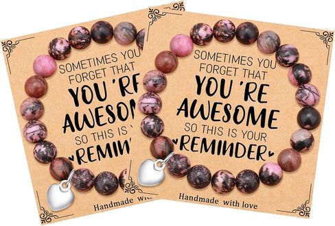 2Pcs Set Bracelet Gifts for Women Men Birthday Gifts for Her Sometimes You Forget You're Awesome Nature Stone Bracelet for Her in Saudi Arabia