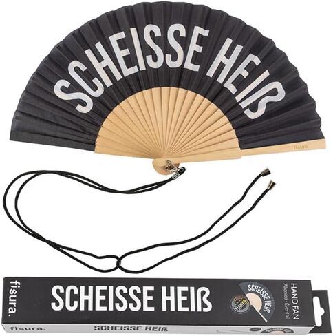 Fisura – Original Folding Fan with Message or Pattern. Handheld Folding Fan for Women. Rave Wood Folding Hand Fan. Fans for Wedding, Party, and Gift (Calor, Black) in Kuwait