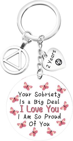BEKECH AA Recovery Gifts Sobriety Anniversary Acrylic Keychain Your Sobriety is a Big Deal 2 Years Sober Keyring in Saudi Arabia