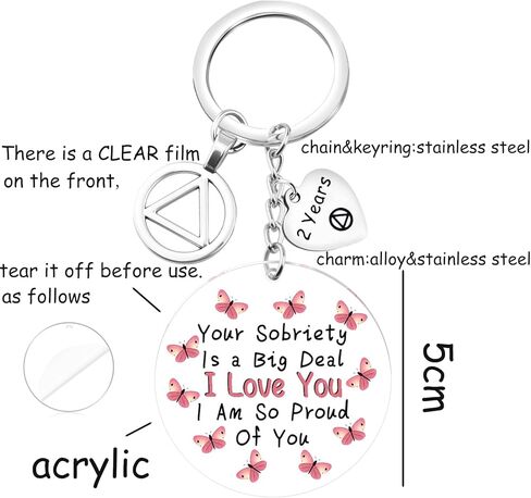 BEKECH AA Recovery Gifts Sobriety Anniversary Acrylic Keychain Your Sobriety is a Big Deal 2 Years Sober Keyring in Saudi Arabia