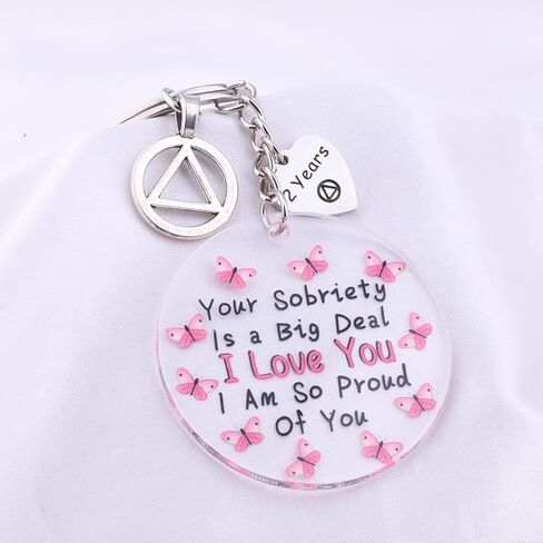 BEKECH AA Recovery Gifts Sobriety Anniversary Acrylic Keychain Your Sobriety is a Big Deal 2 Years Sober Keyring in Saudi Arabia