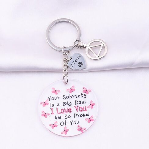 BEKECH AA Recovery Gifts Sobriety Anniversary Acrylic Keychain Your Sobriety is a Big Deal 2 Years Sober Keyring in Saudi Arabia