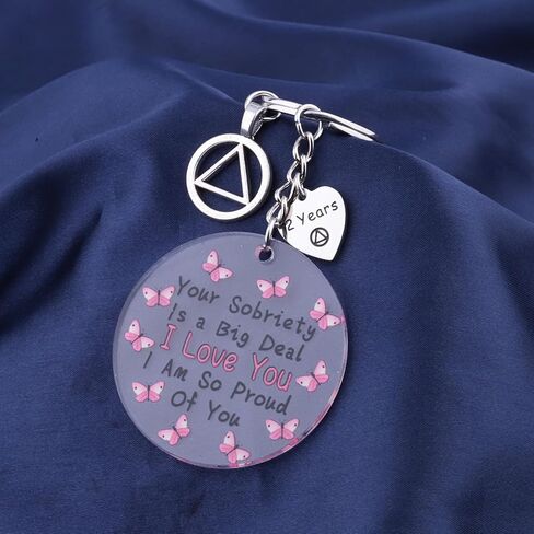 BEKECH AA Recovery Gifts Sobriety Anniversary Acrylic Keychain Your Sobriety is a Big Deal 2 Years Sober Keyring in Saudi Arabia