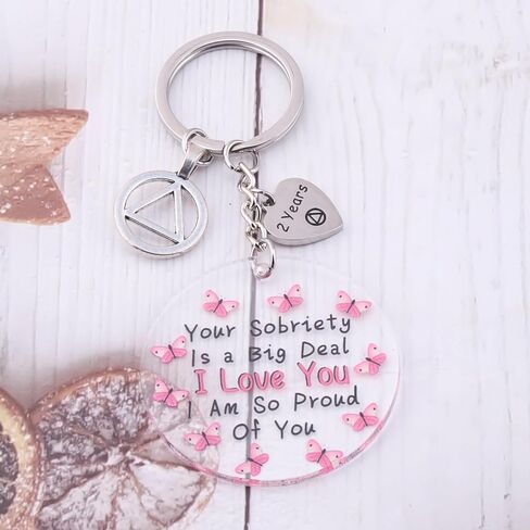 BEKECH AA Recovery Gifts Sobriety Anniversary Acrylic Keychain Your Sobriety is a Big Deal 2 Years Sober Keyring in Saudi Arabia
