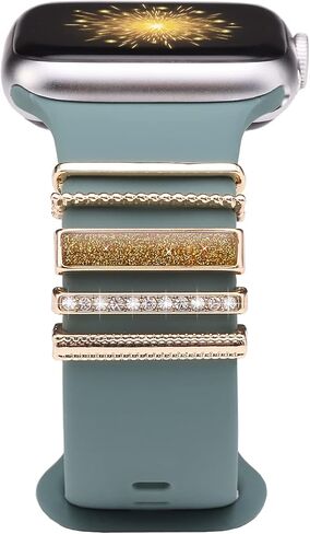 حلقات حلقية مزخرفة متوافقة مع أساور ساعة Apple الساحرة 38 مم 40 مم 41 مم 42 مم 44 مم 45 مم، ملحقات سوار ساعة معدنية لسلسلة iWatch 7 6 5 4 3 2 5 (بدون حزام) in Kuwait