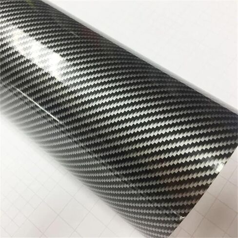 2D Black Silver Twill Carbon Fiber Film 2D Glossy Carbon Fiber Vinyl Film Auto Wrapping Vinyl wrap foil car Sticker(Black Grey Twill,152CM X 50CM) in Saudi Arabia